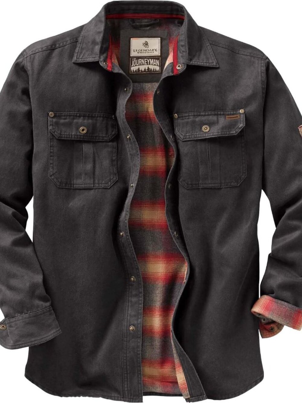 Men's Flannel Lined Shirt Jacket Waxed Cotton Water Resistant